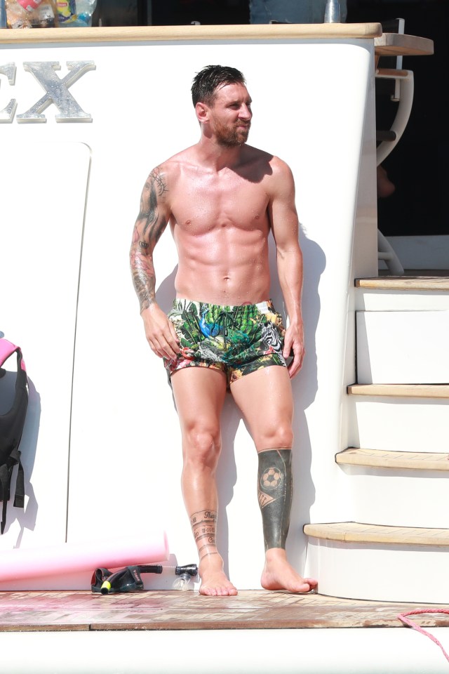 Messi looked in incredible shape on his getaway with team-mate Suarez