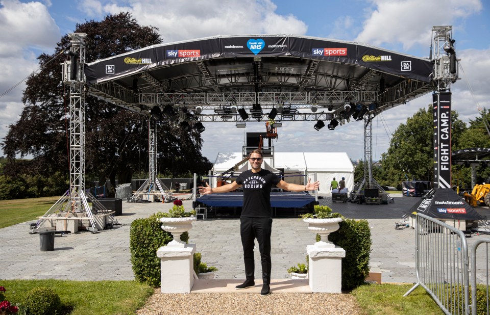 Eddie Hearn beamed as the sun shone on his back garden boxing paradise