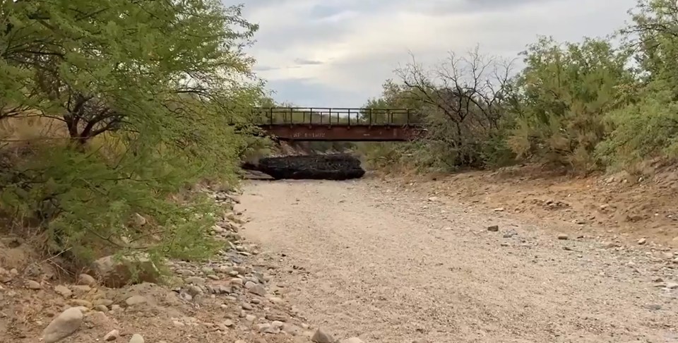 A debris flow was filmed steaming over a bike track in Arizona last week