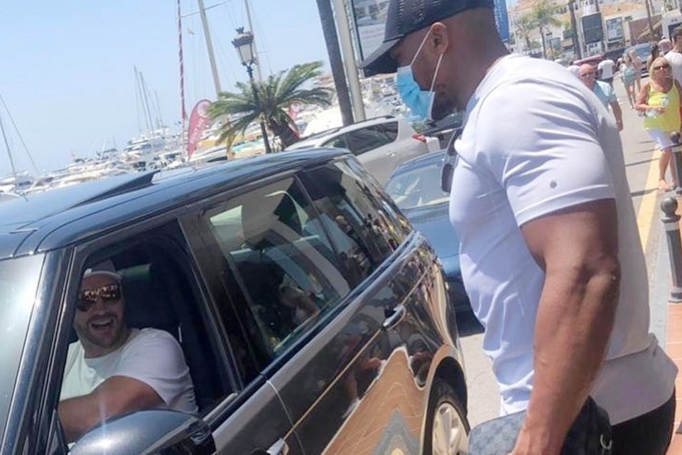 Tyson Fury and Anthony Joshua shared a roadside encounter in Marbella 