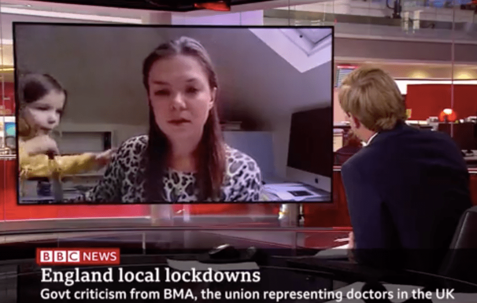 Scarlett asks the name of the BBC newsreader 