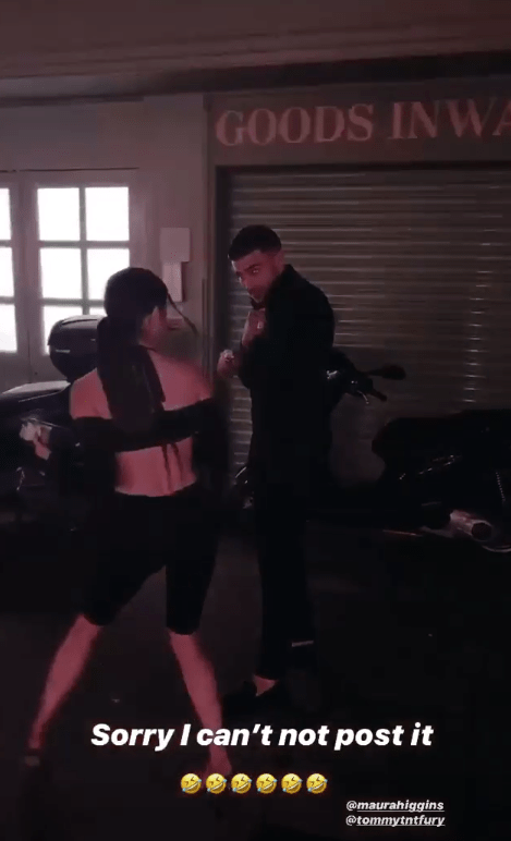 Maura Higgins had a play fight with Tommy Fury on a night out