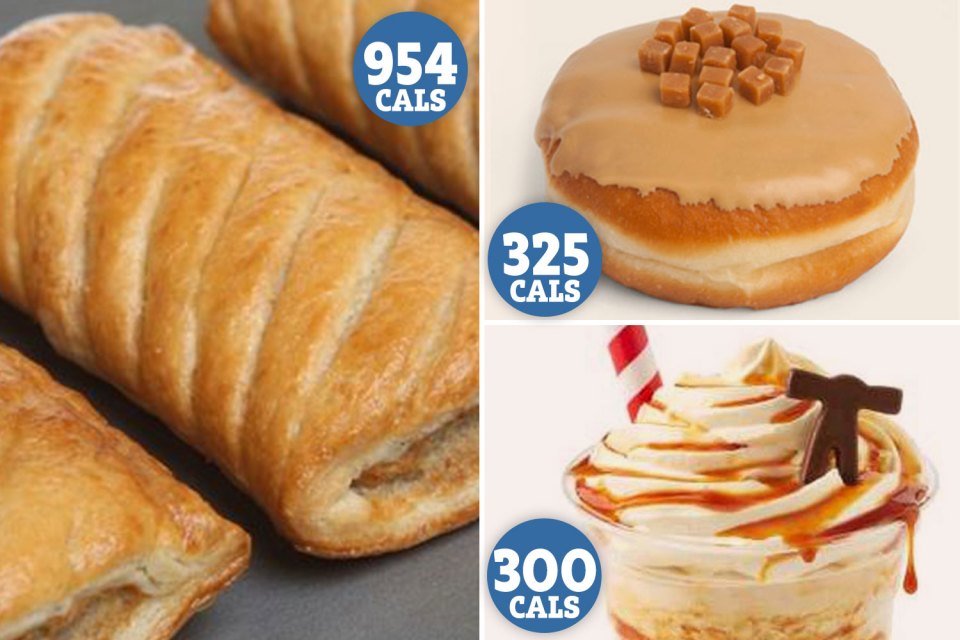 The iconic sausage rolls are only 318 calories each so best not to order a triple portion