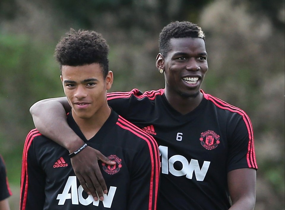 Pogba and Greenwood, pictured together in 2018, are enjoying playing together in the Premier League