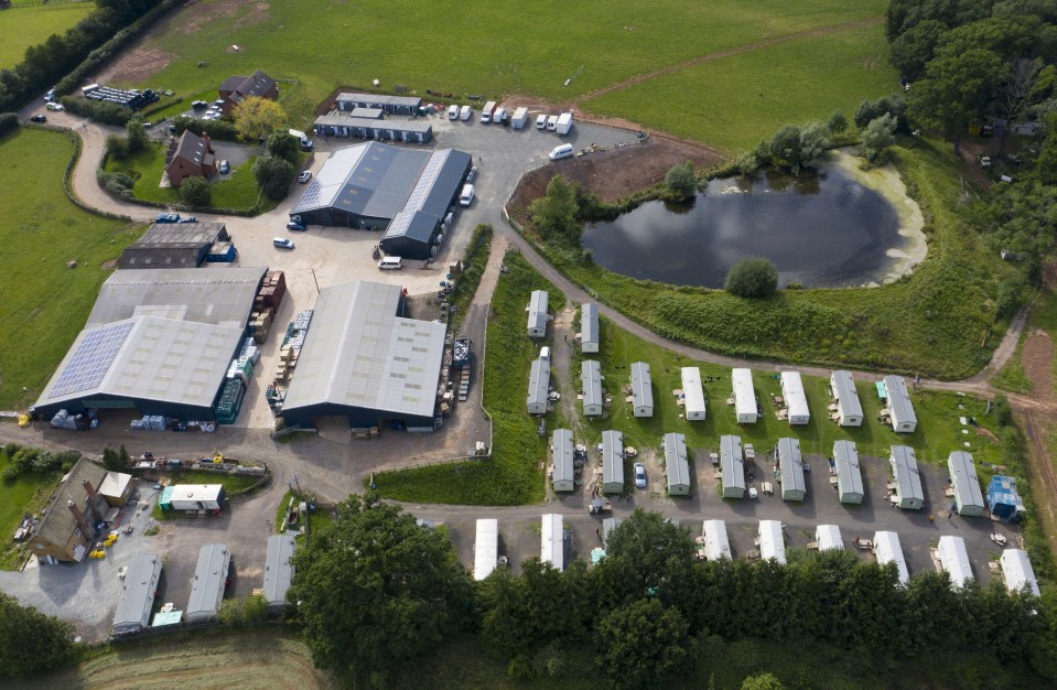 An aerial view of the AS Green and Co farm on July 12, in Mathon, Herefordshire, where an outbreak has occurred