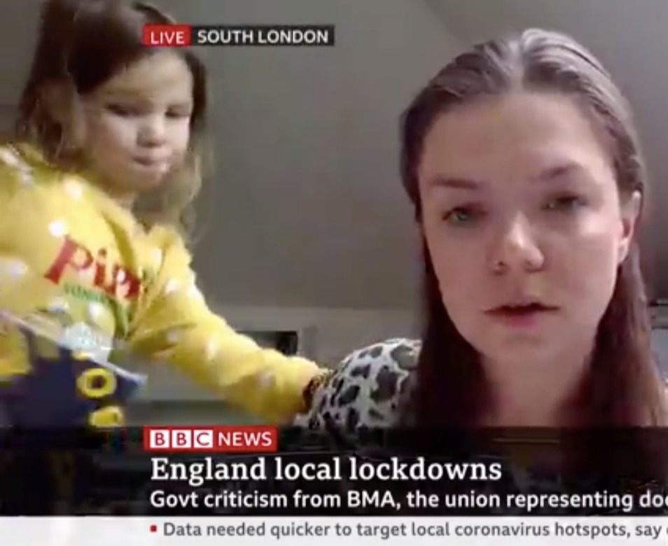 Little Scarlet makes her BBC News debut with mum Dr Clare Wenham