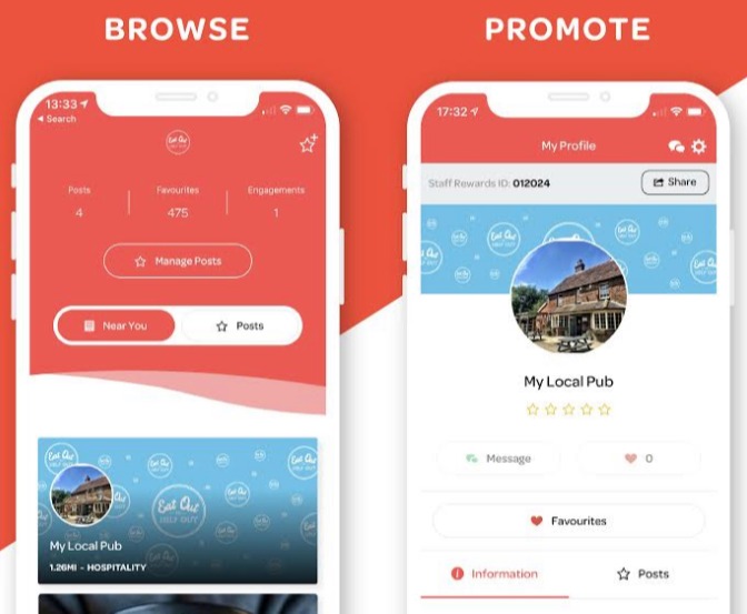 Users of the app can find local restaurants, pubs and cafes