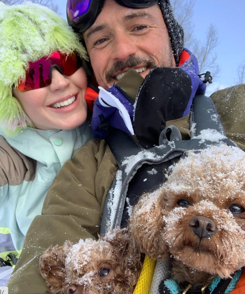 Orlando and fiancée Katy on a skiing holiday earlier this year