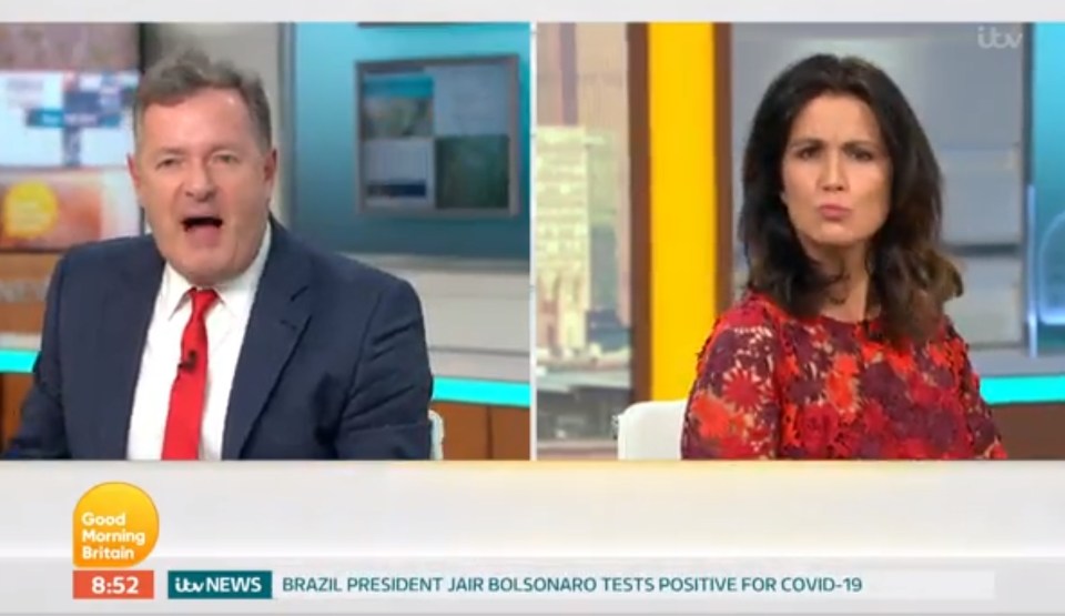 The clip ended with Susanna telling Piers to 'pipe down'