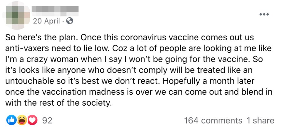 This anti-vaxxer talks about hiding their refusal to be inoculated from others