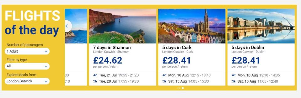 Flights to Ireland are still available on the website