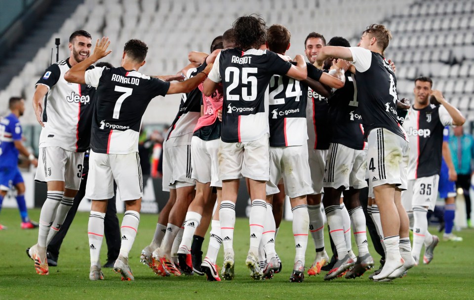 Juve celebrate as they secured the Serie A title 