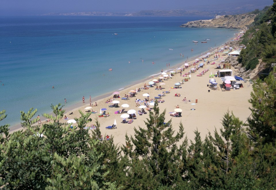 Platis Gialos Beach is commonly used for sunbathing by locals and footballers