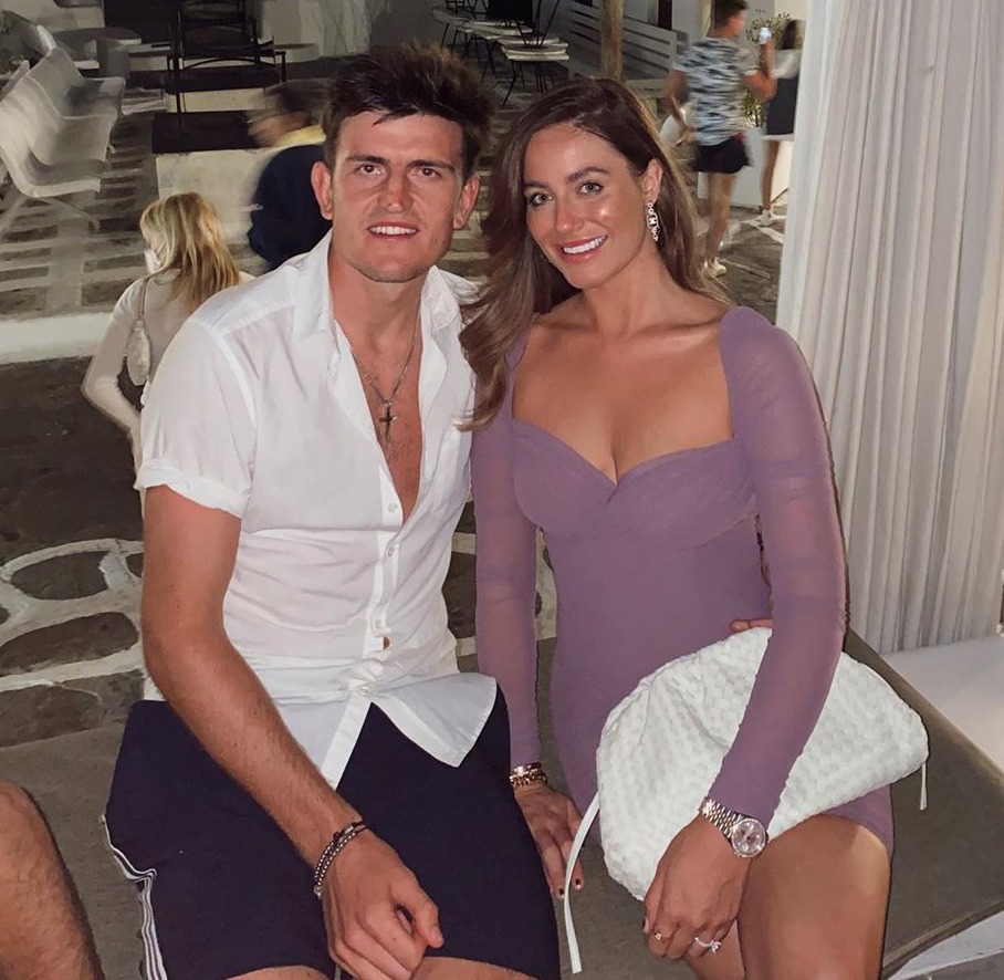 Harry Maguire and his fiancee Fern Hawkins in Mykonos