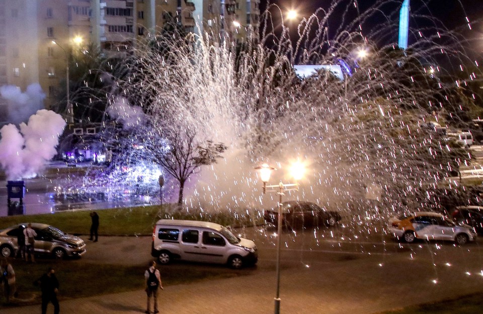 Police used stun grenades to try to disperse the demonstrators