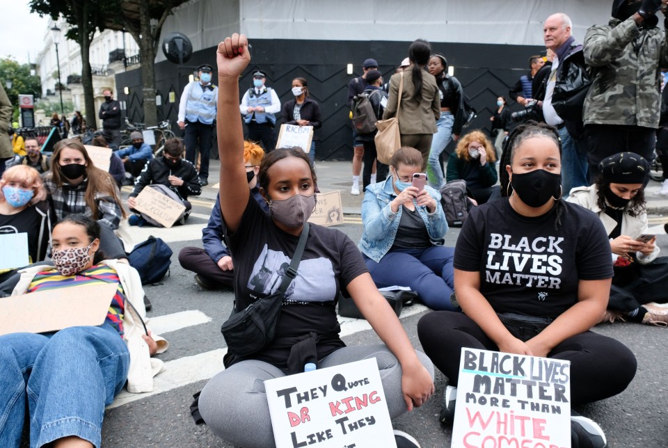 The protesters were heard chanting ‘Black Lives Matter’