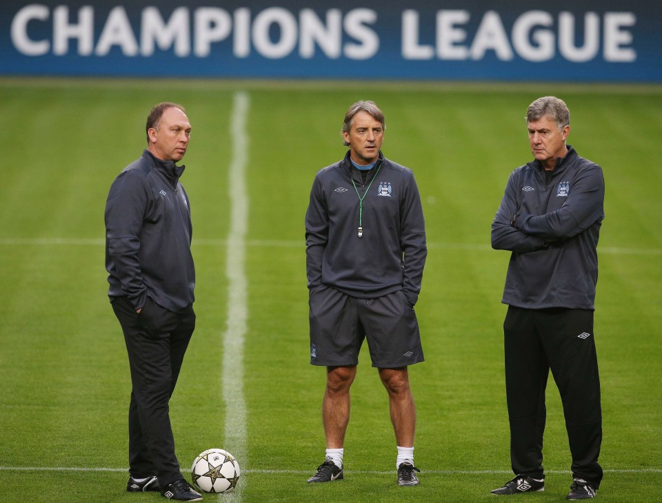 Platt (left) assisted Roberto Mancini at Manchester City