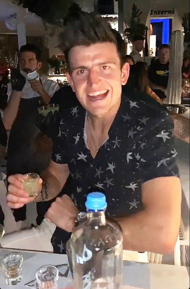 Harry Maguire enjoying himself during his holiday in Greece