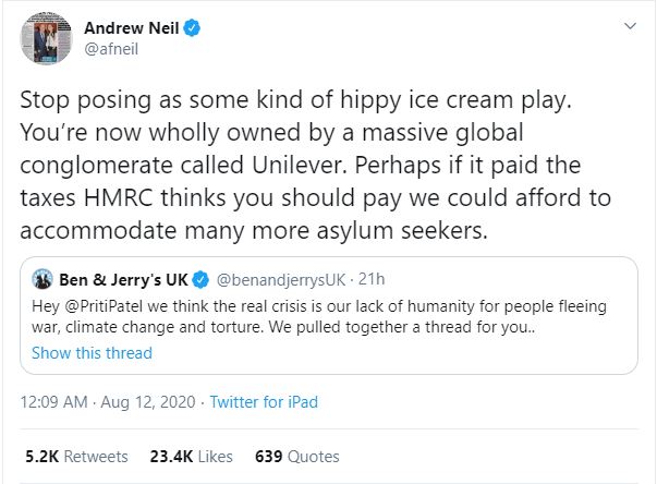 And broadcaster Andrew Neil said Ben & Jerry’s were posing as ‘hippies’