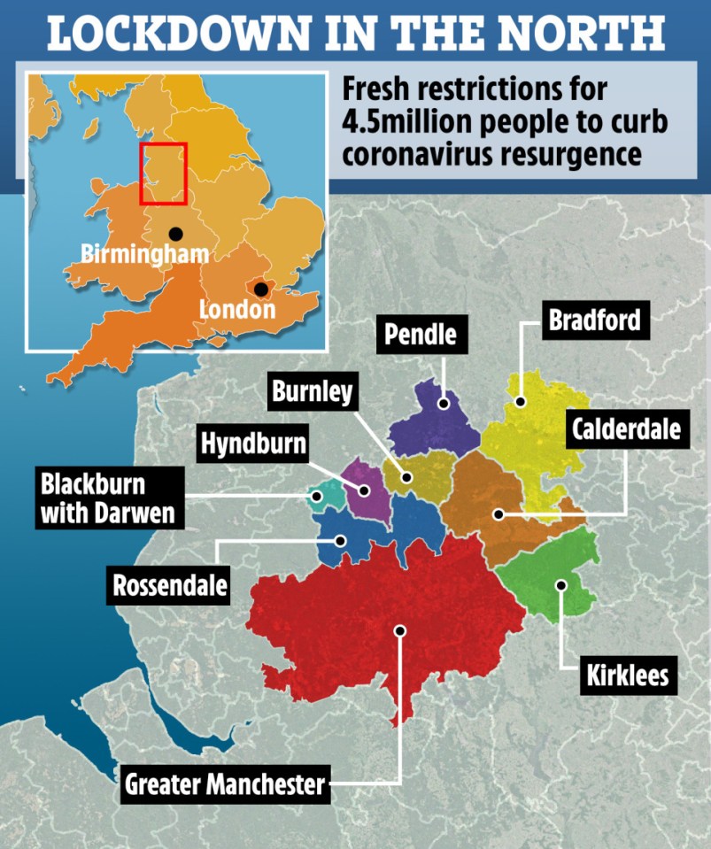 The areas facing local restrictions in the North of England