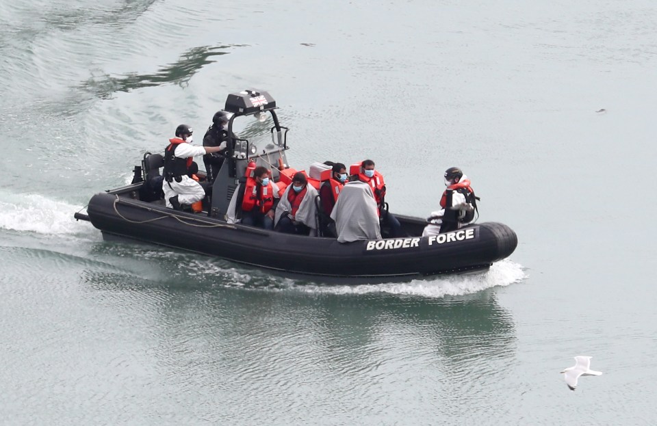 British Border Force rescuing migrants from the Channel 