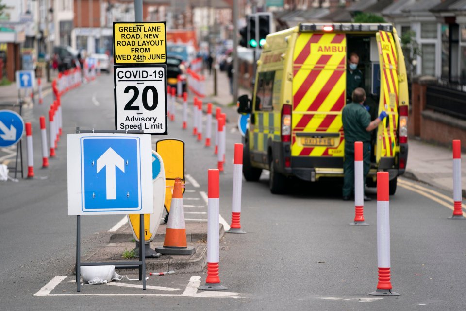 An ambulance in Leicester after a local lockdown was announced