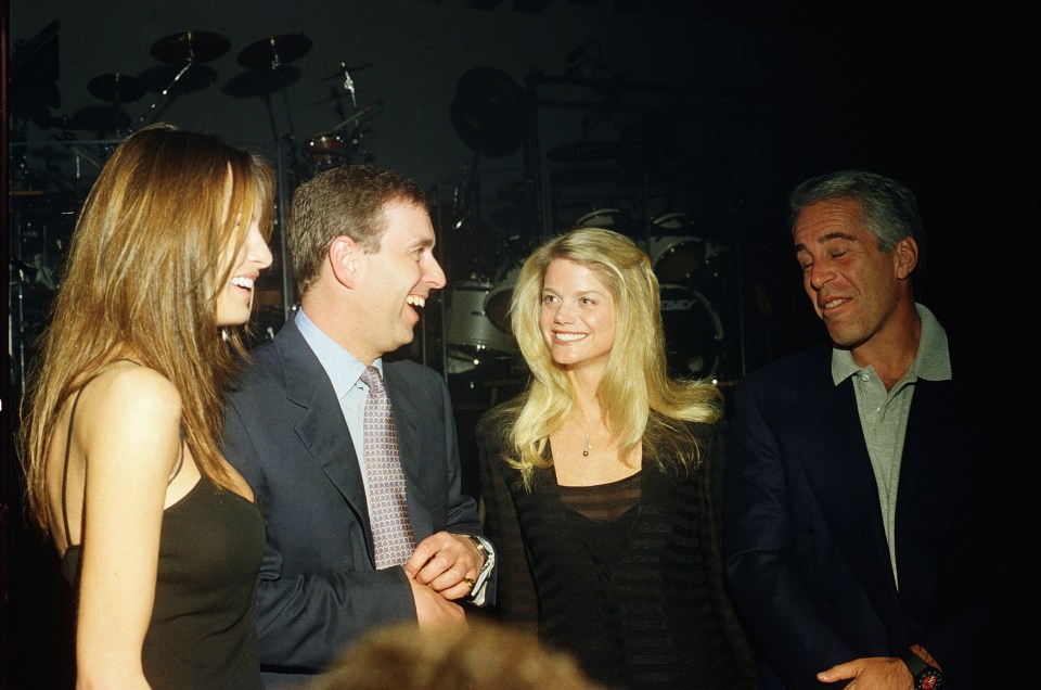 Prince Andrew with Jeffrey Epstein and Melania Trump