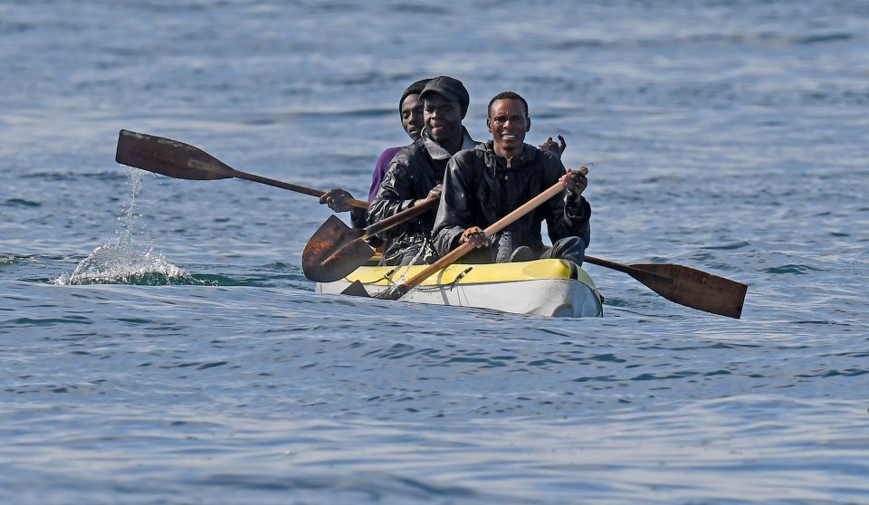 Migrants have made desperate attempts to cross including canoeing with a shovel