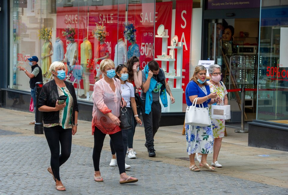 People wearing face masks in Windsor, Berkshire