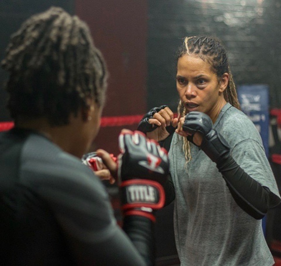 Halle is fitter than ever after months of preparation for new mixed martial arts movie Bruised