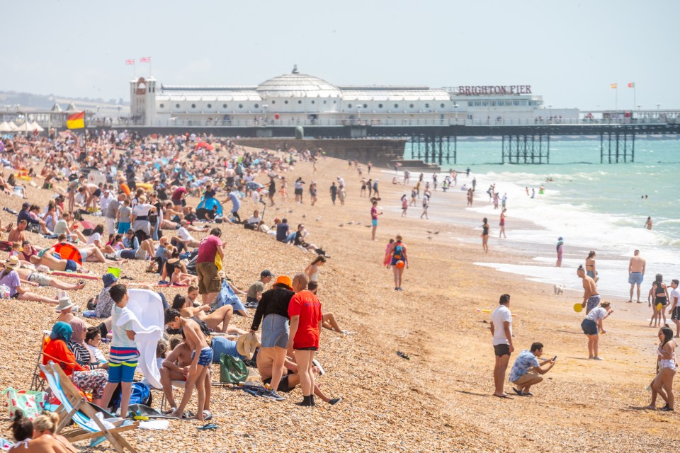 Day trippers hit the beach in Brighton