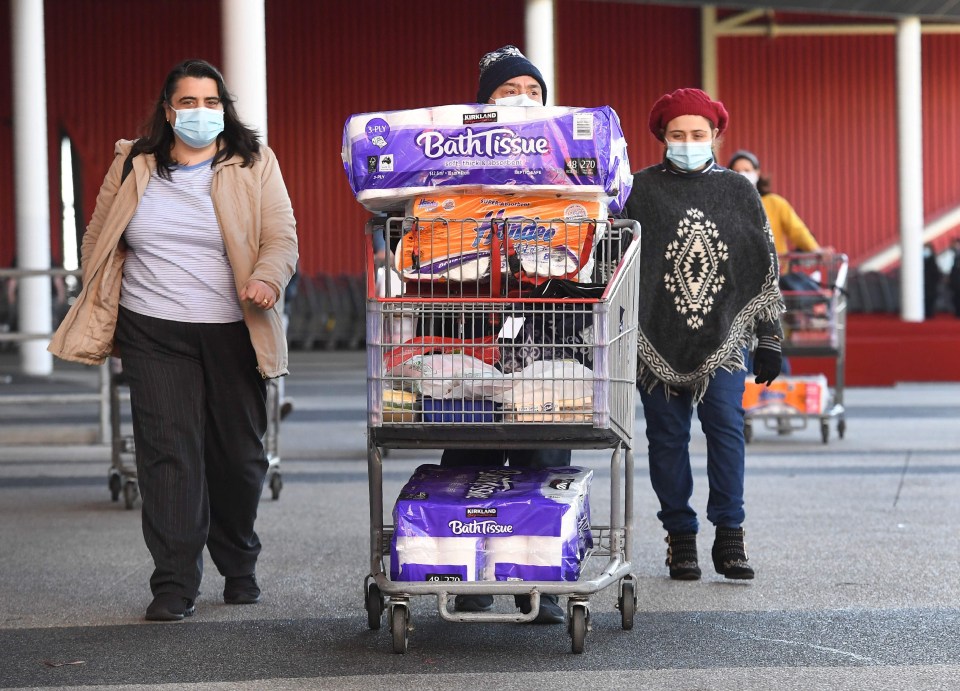 Some were once again seen buying huge multipacks of toilet paper