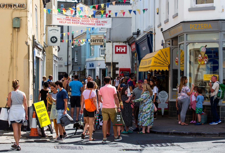 Tourists flock to the seaside town of Salcombe in Devon