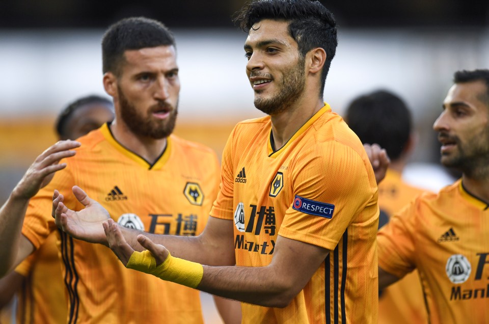 Striker Raul Jimenez celebrates what turned out to be both the winner on the night and for the tie overall