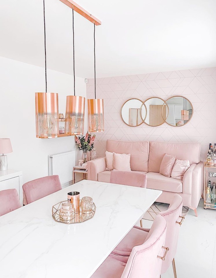 At first Kyle wasn't keen on pink interiors, but now he's come round to the idea of blush coloured chairs