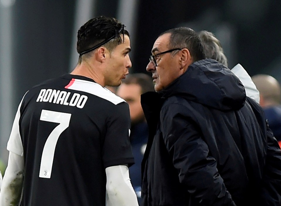 Maurizio Sarri (right) was sacked from his job as Juventus coach following their loss to Lyon in the Champions League round 16 this season