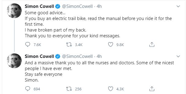 Simon broke his silence on the fall from his hospital bed last night