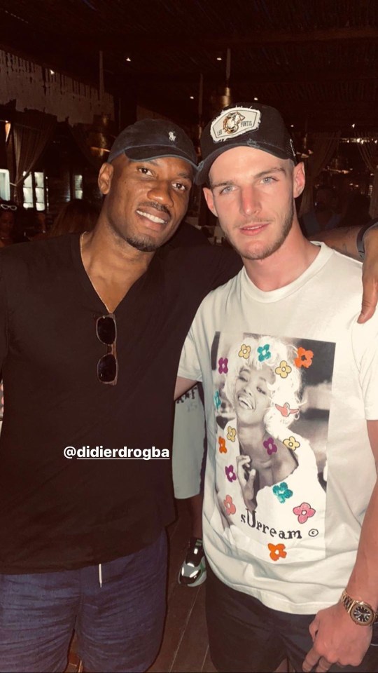 Declan Rice posed with Didier Drogba on holiday