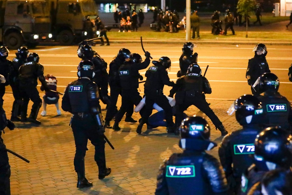 Riot police have beaten demonstrators calling for Lukashenko to step down