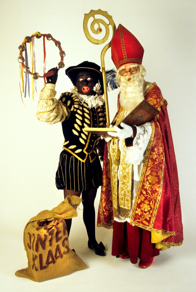 Black Pete is a sidekick of Sinterklaas, the Dutch version of St. Nicholas, a Santa-like character who brings children gifts in early December