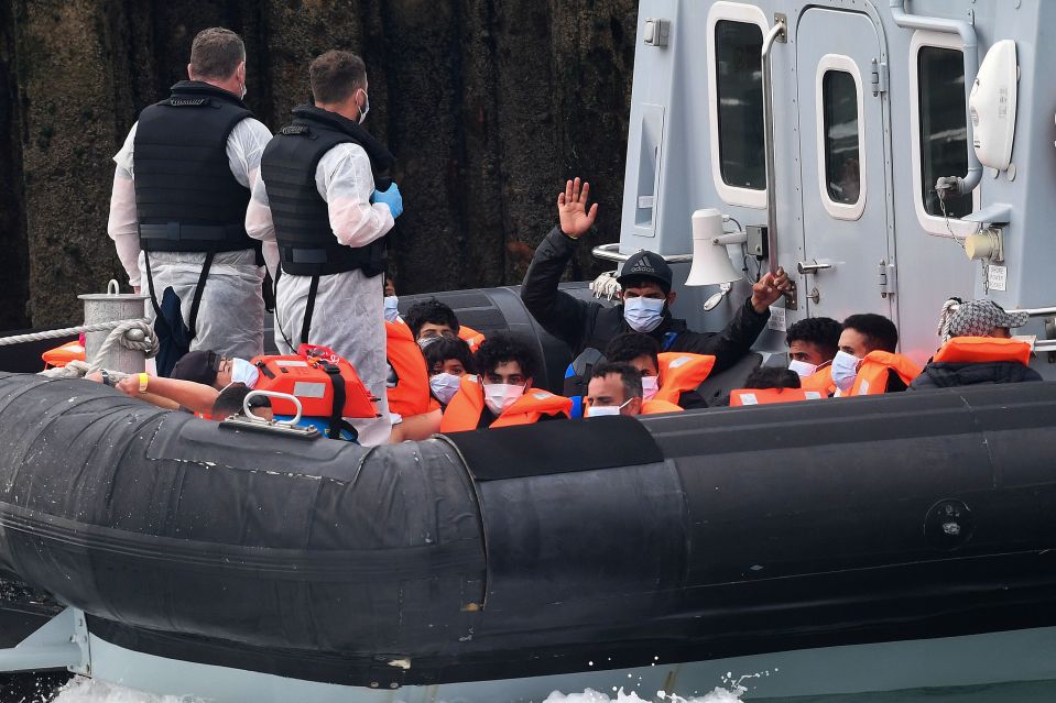 A group of migrants being brought to Dover today