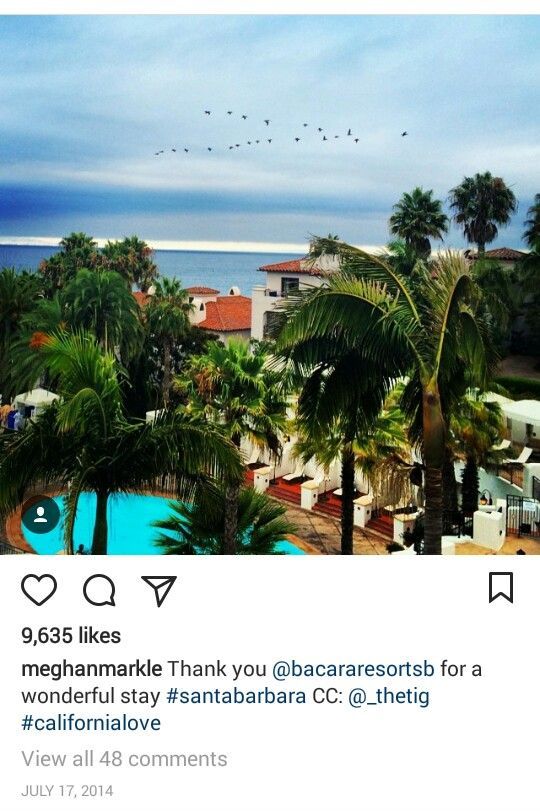 Back in 2014, Meghan posted a photo of 'a wonderful' stay in Santa Barbara on Instagram