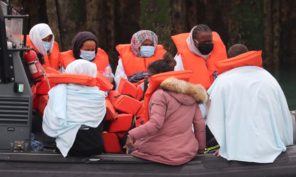 A group of women were seen on one of the Border Force boats