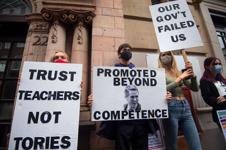 Students have protested in the streets over their A-level results