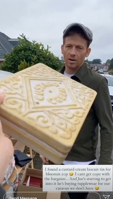 She and partner Joe Swash soon started picking up bargains - including this 20p custard cream tin