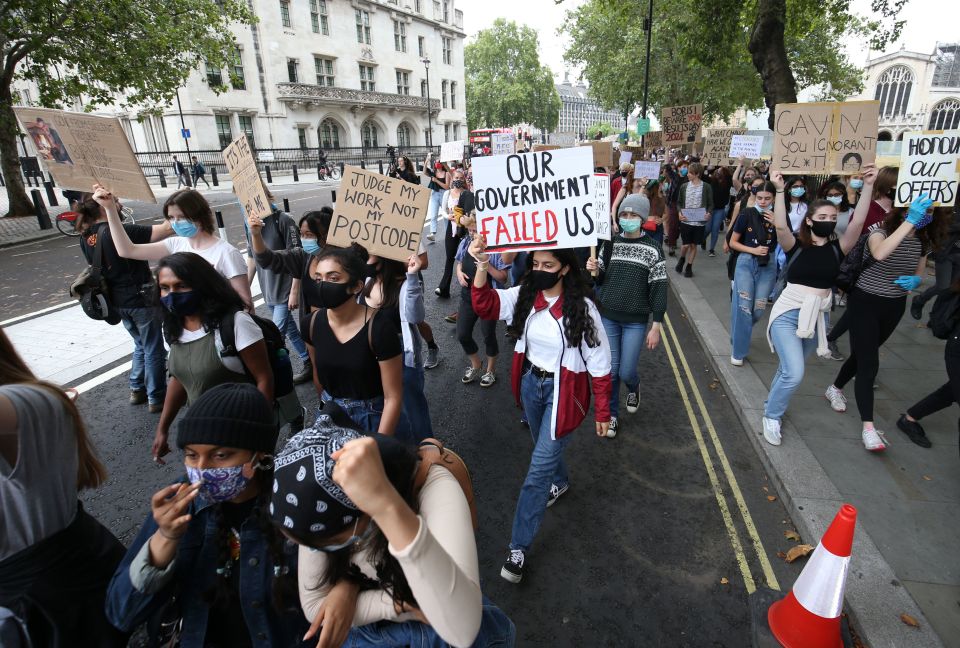 Passing cars bleeped their horn in support of the peaceful protesters as they marched south of Westminster