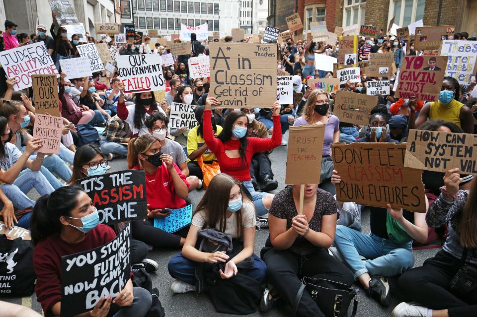 Furious students protest outside the Department for Education in Whitehall 