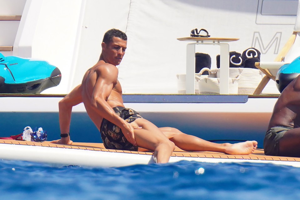 Cristiano Ronaldo soaked up some sun after climbing back aboard