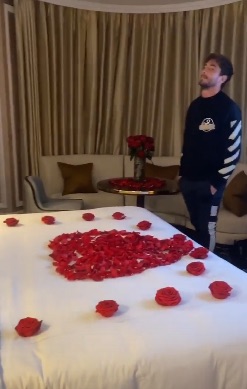 Danny covered the room with rose petals