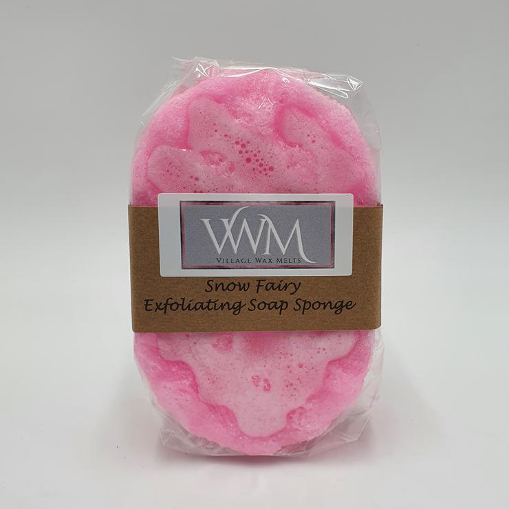 The exfoliating sponge has soap inside which foams up when it's mixed with water